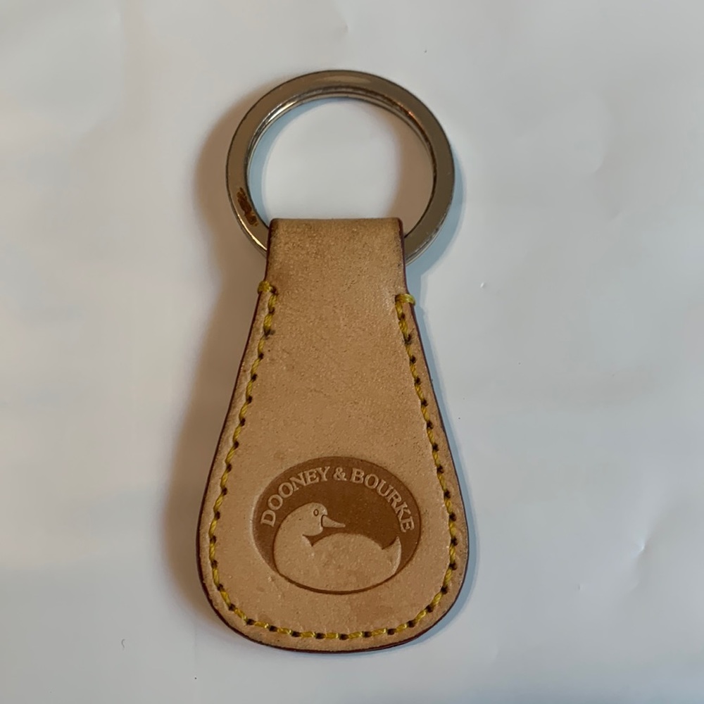 Dooney & Bourke Key Fob, Key Ring, Leather, GUC, Tan, Features the duck profile